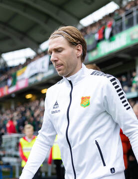 GAIS August Wängberg innan fotbollsmatchen i Allsvenskan