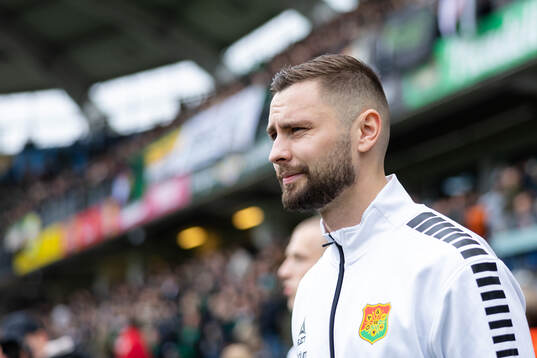 GAIS Axel Norén innan fotbollsmatchen i Allsvenskan mellan