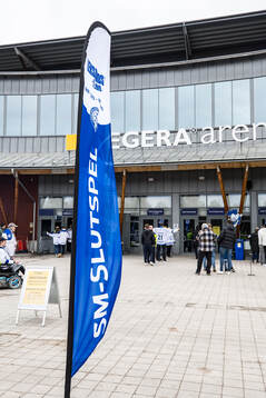 Tegera Arena innan kvartsfinal sex i SHL mellan Leksand och
