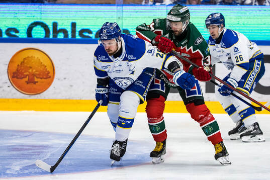 Leksands Lucas Elvenes och Frölundas Mikael Ruohomaa
