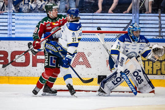 Frölundas Linus Öberg och Leksands Anton Lindholm och