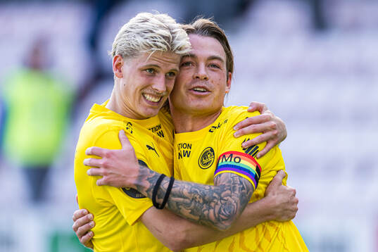 Albert Grønbæk and Patrick Berg of Bodø/Glimt celebrates