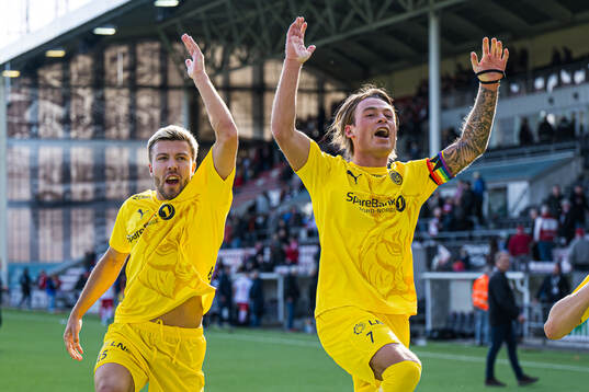 Fredrik Bjørkan and Patrick Berg of Bodø/Glimt celebrates