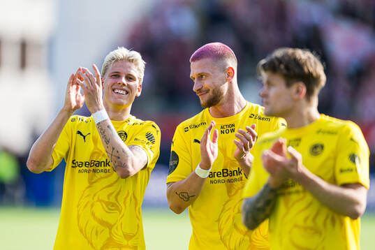 Albert Grønbæk and Kasper Høgh of Bodø/Glimt celebrates