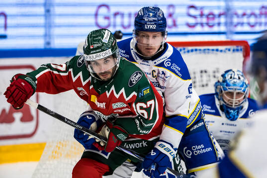 Frölundas Jayden Halbgewachs och Leksands Patrik Zackrisson
