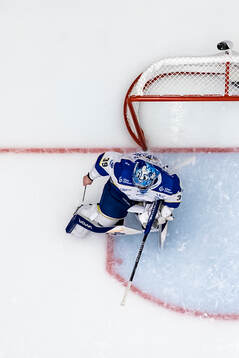 Leksands målvakt Filip Larsson har tappat skenan till