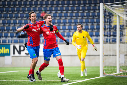 Helsingborgs Wilhelm Loeper och Taylor Silverholt jublar