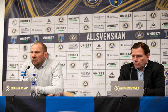 Halmstads tränare Magnus Haglund och Sirius tränare