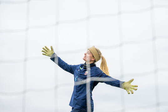 Goalkeeper Guro Pettersen of the Norwegian women's national