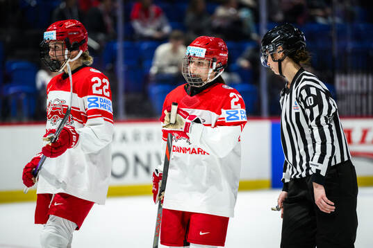 Sofie Skott and Lilli Friis-Hansen of Denmark look dejected
