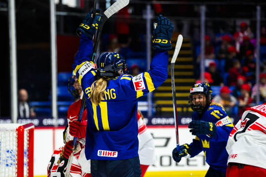 Josefin Bouveng of Sweden celebrates scoring 0-3