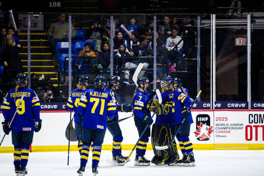 Players of Sweden celebrate