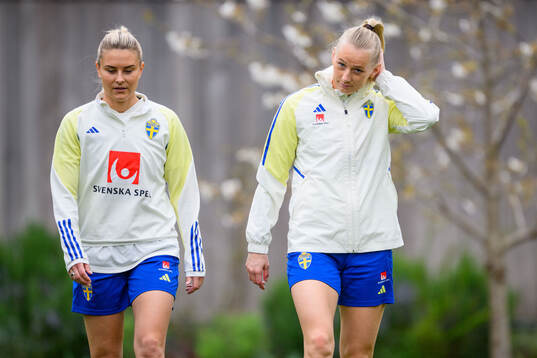 Amanda Nildén and Stina Blackstenius of Sweden of the