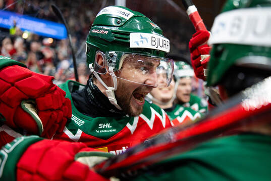 Frölundas Mikael Ruohomaa jublar