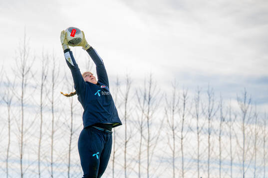 Goalkeeper Aurora Mikalsen of the Norwegian women's