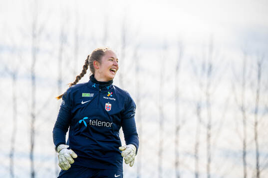 Goalkeeper Aurora Mikalsen of the Norwegian women's