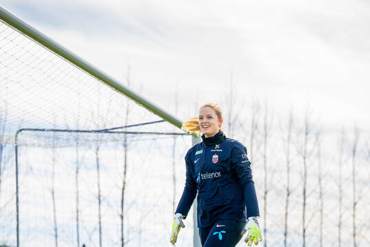 Goalkeeper Guro Pettersen of the Norwegian women's national
