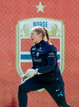 Goalkeeper Aurora Mikalsen of the Norwegian women's