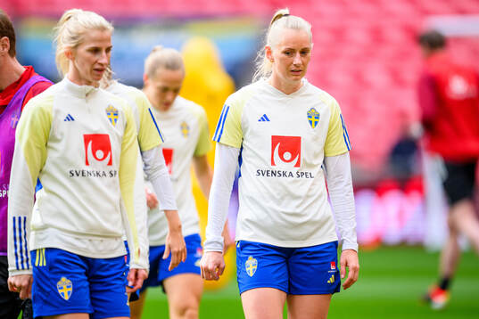 Sofia Jakobsson and Stina Blackstenius of Sweden of the