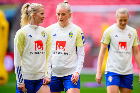 Sofia Jakobsson and Stina Blackstenius of Sweden of the