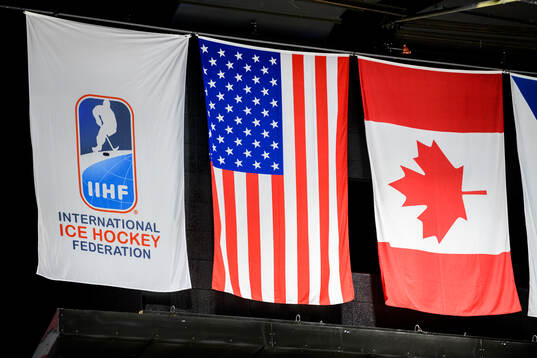 The flags of the International Ice Hockey Federation