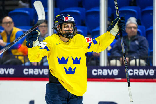 Josefin Bouveng of Sweden celebrates scoring 6-0