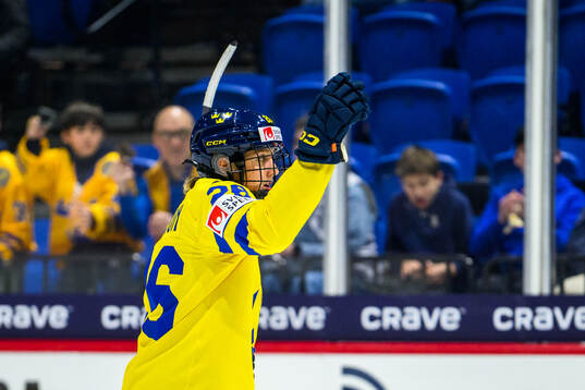 Hanna Olsson of Sweden celebrates scoring 7-0