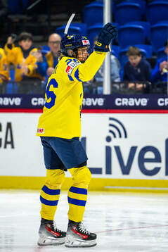 Hanna Olsson of Sweden celebrates scoring 7-0