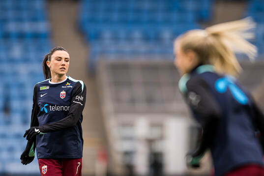 Ingrid Syrstad Engen of Norway warms up
