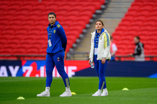 Goalkeeper Zecira Musovic and Johanna Rytting Kaneryd of