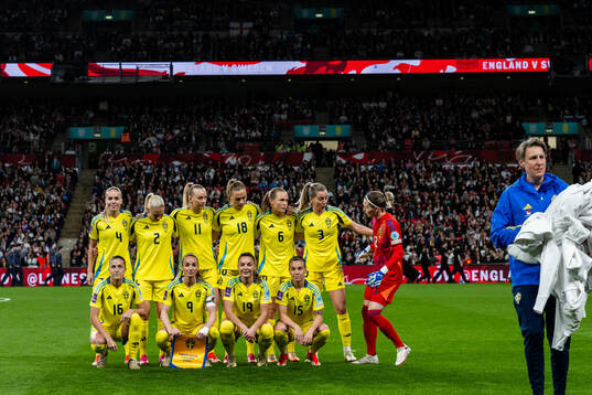 The starting eleven of Sweden pose for a photo