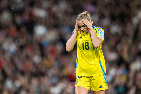 Fridolina Rolfö of Sweden looks dejected