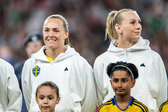 Magdalena Eriksson and Stina Blackstenius of Sweden