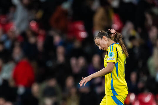 Rusul Rosa Kafaji of Sweden looks dejected