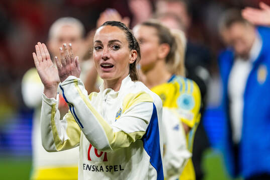 Kosovare Asllani of Sweden recognizes the audience