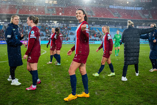 Ingrid Syrstad Engen of Norway celebrates