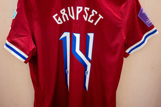 The kit of Signe Gaupset of Norway in the dressing room