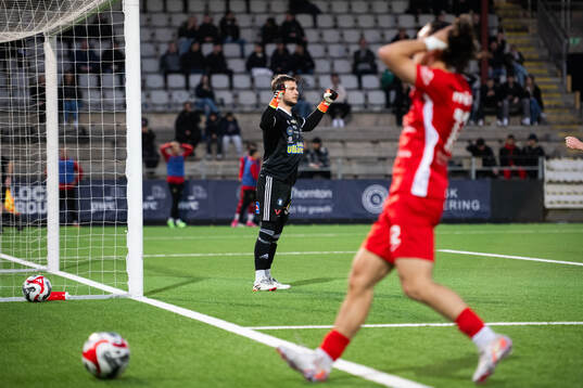 Falkenbergs FFs målvakt Anton Andersson jublar