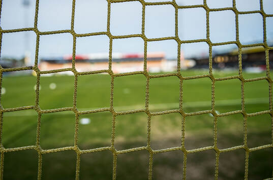 Nät i ett fotbollsmål på Strandvallen