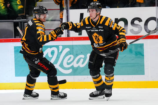 Skellefteås Max Lindholm och Elias Salomonsson jublar