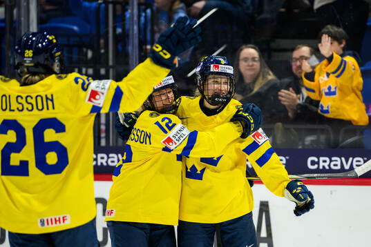 Hilda Svensson of Sweden celebrates with teammates