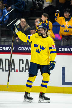 Hilda Svensson of Sweden celebrates scoring 3-2