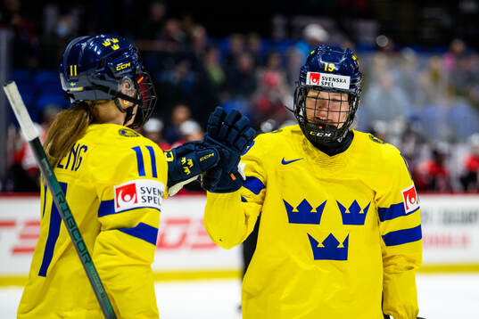 Josefin Bouveng of Sweden celebrates with Sara Hjalmarsson