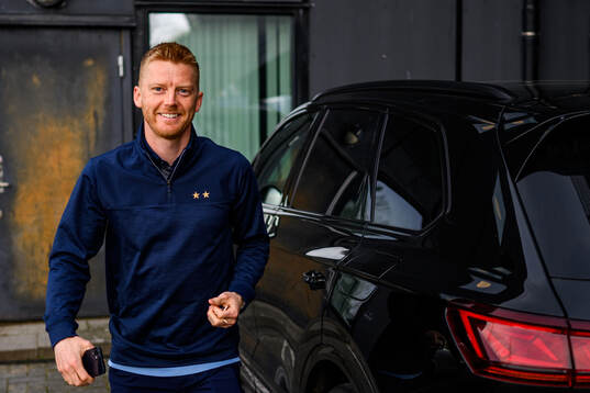 Malmö FFs Anders Christiansen ankommer till arenan
