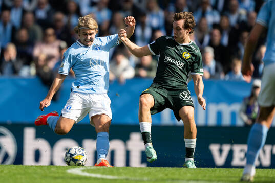 Malmö FFs Sebastian Nanasi och Hammarbys Hampus Skoglund