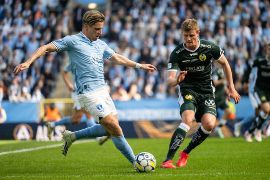 Malmö FFs Derek Cornelius och Hammarbys Frederik Winther