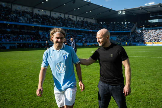 Malmö FFs Sebastian Nanasi och tränare Henrik Rydström