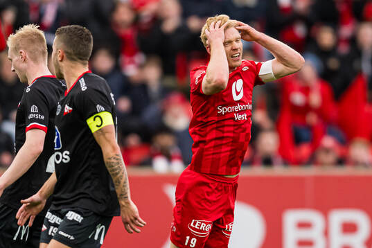 Sivert Heltne Nilsen of Brann reacts