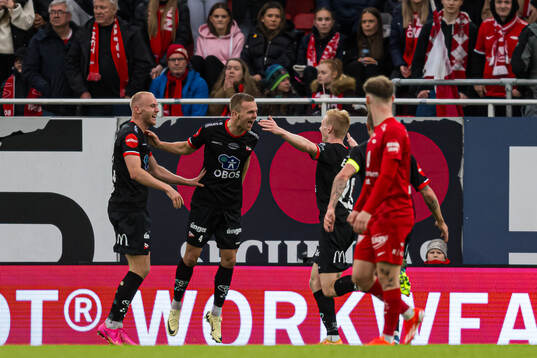Stian Stray Molde of Fredrikstad celebrates
