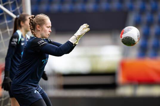 Goalkeeper Aurora Mikalsen of the Norwegian women's